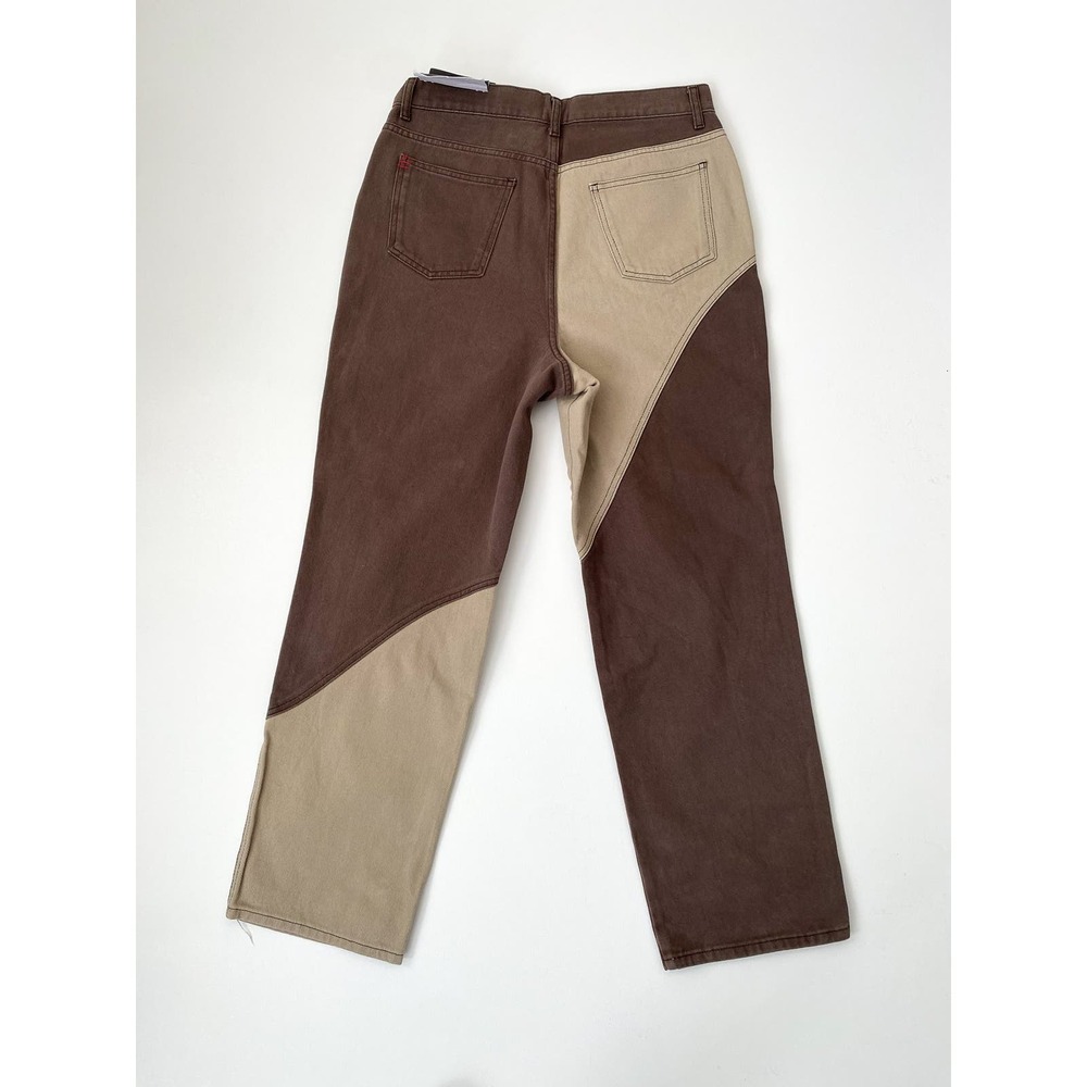 New BDG Urban Outfitters Patchwork Cowboy Jean Denim Brown/Cream Women's Size 31 - Picture 4 of 7
